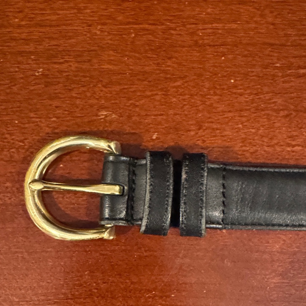 Vintage Coach Black Leather Belt with solid brass buckle